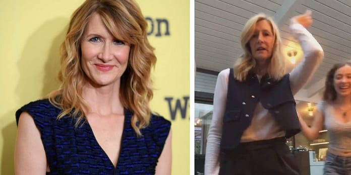 Laura Dern made her TikTok debut by pushing her daughter out of the frame to dance
