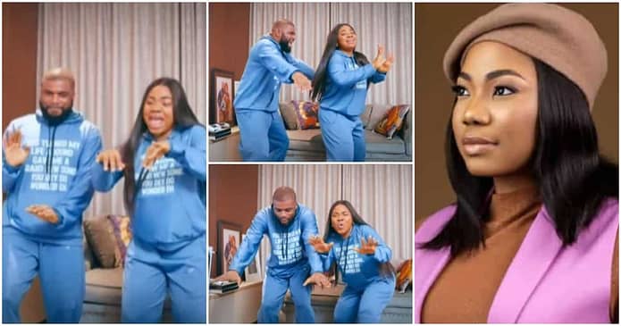 Video: Watch as Mercy Chinwo & hubby show off their dance moves as they jump on trending challenge