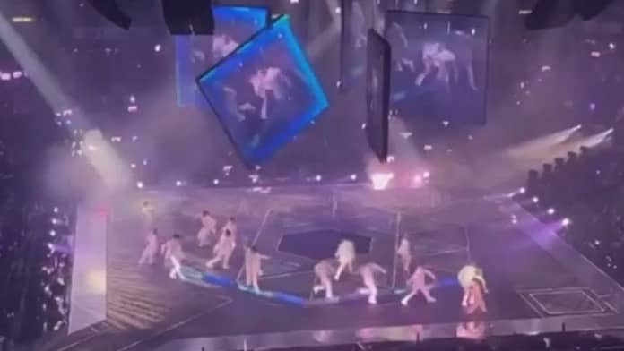 Hong Kong boy band Mirror ends show after falling screen hits dancers