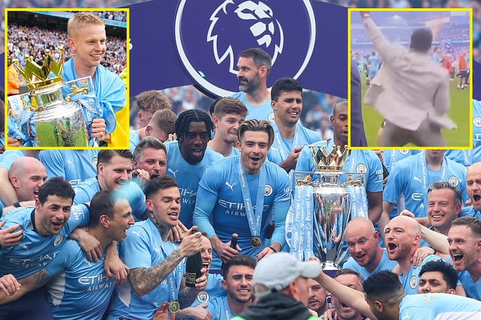 Micah Richards dances with Man City coach, Erling Haaland lookalike on the pitch, Liam Gallagher on the wind-up and Oleksandr Zinchenko emotional, but title celebrations send reminder about English football’s growing problem